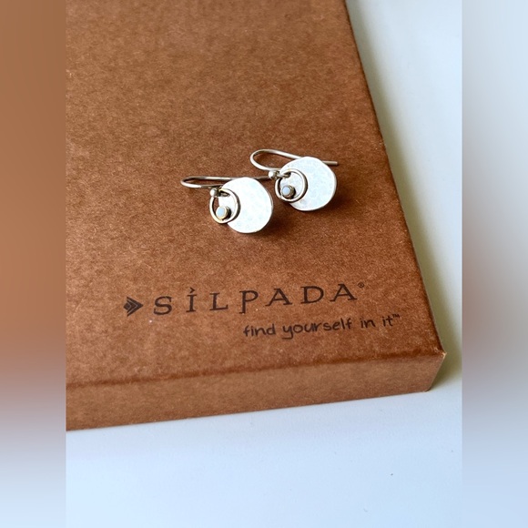 Retired Silpada Sterling Silver earrings with gold & pearl - Picture 6 of 6